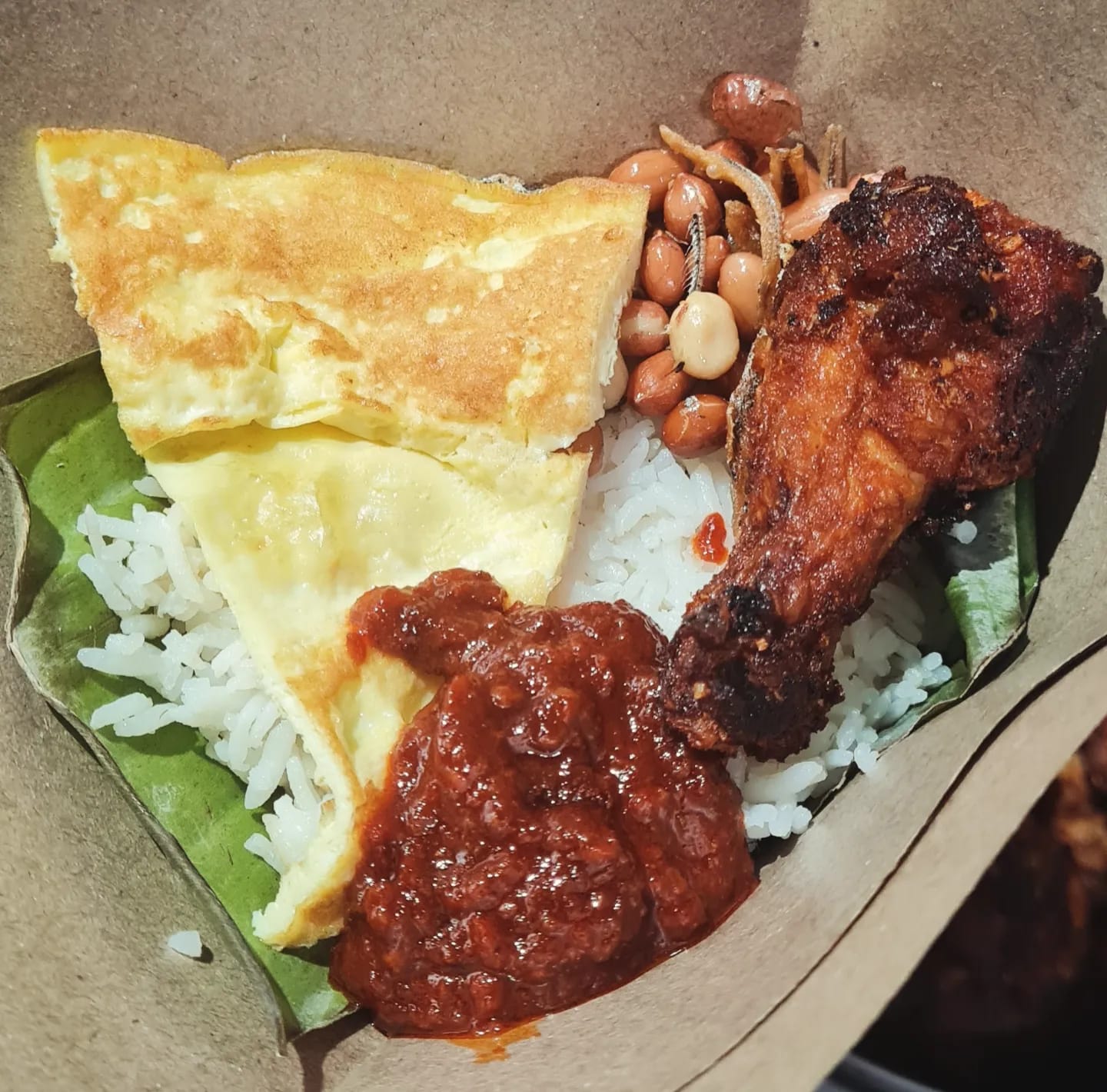 Economical Nasi Lemak with 1pc Fried Drumlets