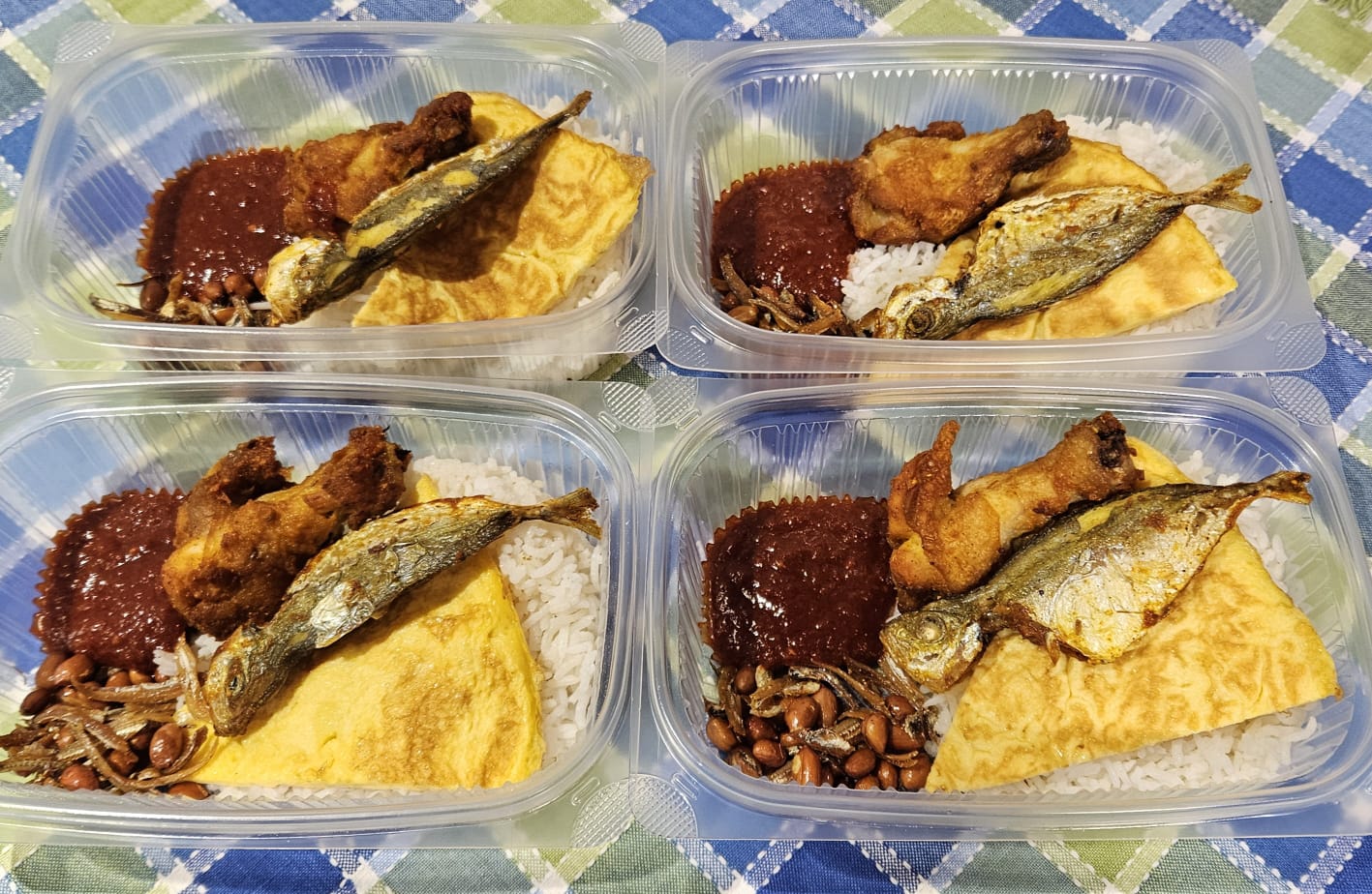 Economical Nasi Lemak ( Fried Fish & Fried Chicken Drumlets ) Single Serving