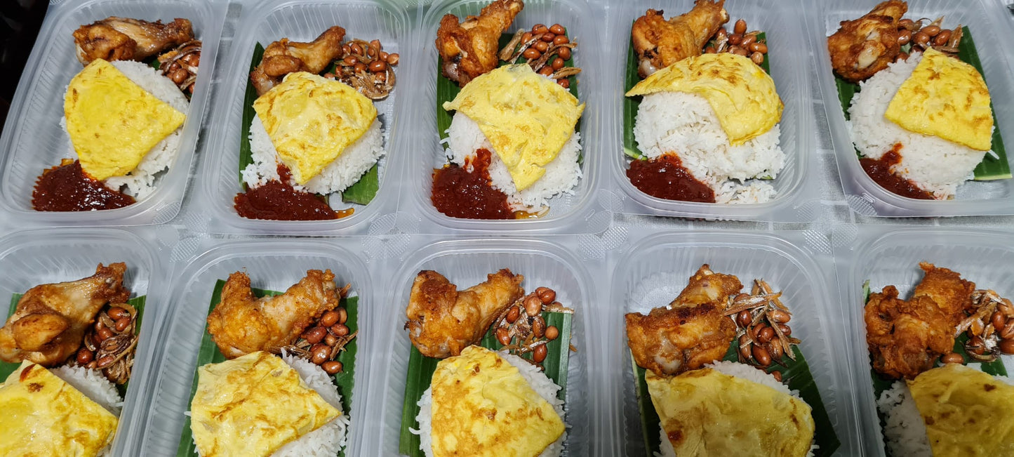 Economical Nasi Lemak with 1pc Fried Drumlets