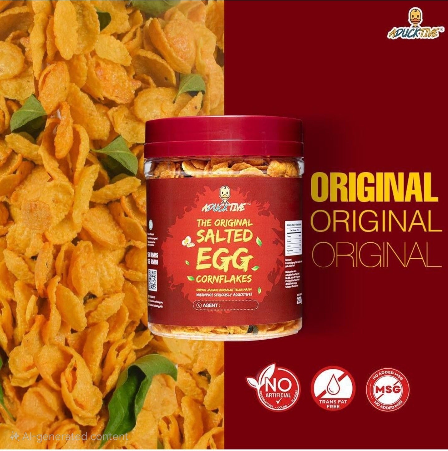 Aductive Original ( Non-Spicy ) Salted Egg Cornflakes || 200g