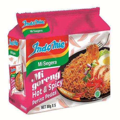 Indomie Mi Goreng Fried Noodles - Hot & Spicy || 5 x 80g