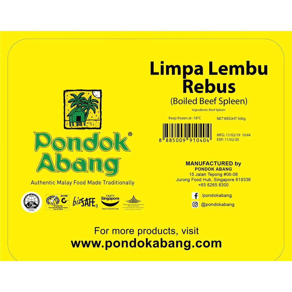 Pondok Abang - Boiled Beef Spleen (Limpa Lembu Rebus) / 500g