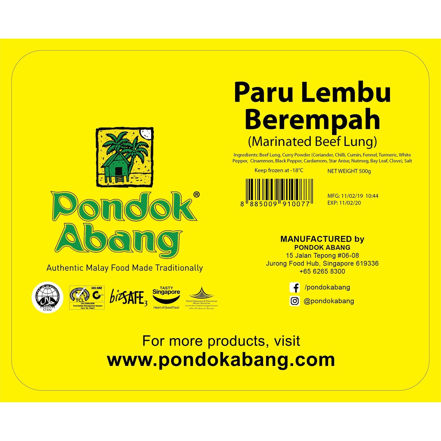 Pondok Abang - Marinated Beef Lung ( Paru Berempah ) || 500g
