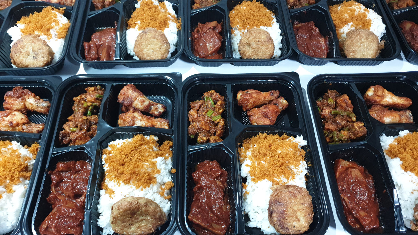 Nasi  Sambal  Goreng  Bento  ||  Fried  Chicken  Drumlets