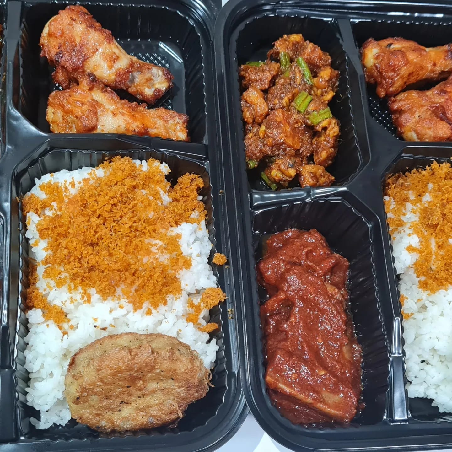 Nasi  Sambal  Goreng  Bento  ||  Fried  Chicken  Drumlets