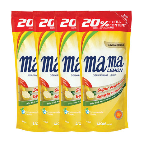 Mama Lemon Dishwashing Liquid Refill - Gold || 600ml x 4pkts