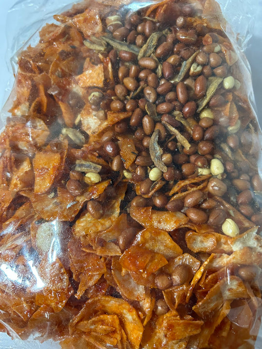 Sweet & Spicy Chilli Tapioca Chips with Peanuts & Anchovies (Kerepek Ubi Sambal dgn Kacang & Ikan Bilis) / 1kg  |||  Pre-Order)