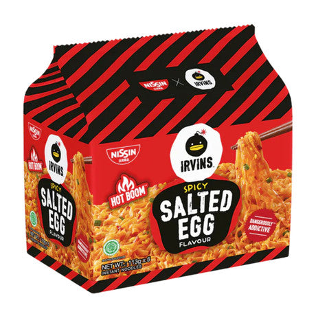 Nissin Irvins Salted Egg Instant Noodle Packet - Spicy  ||  5 x 113g