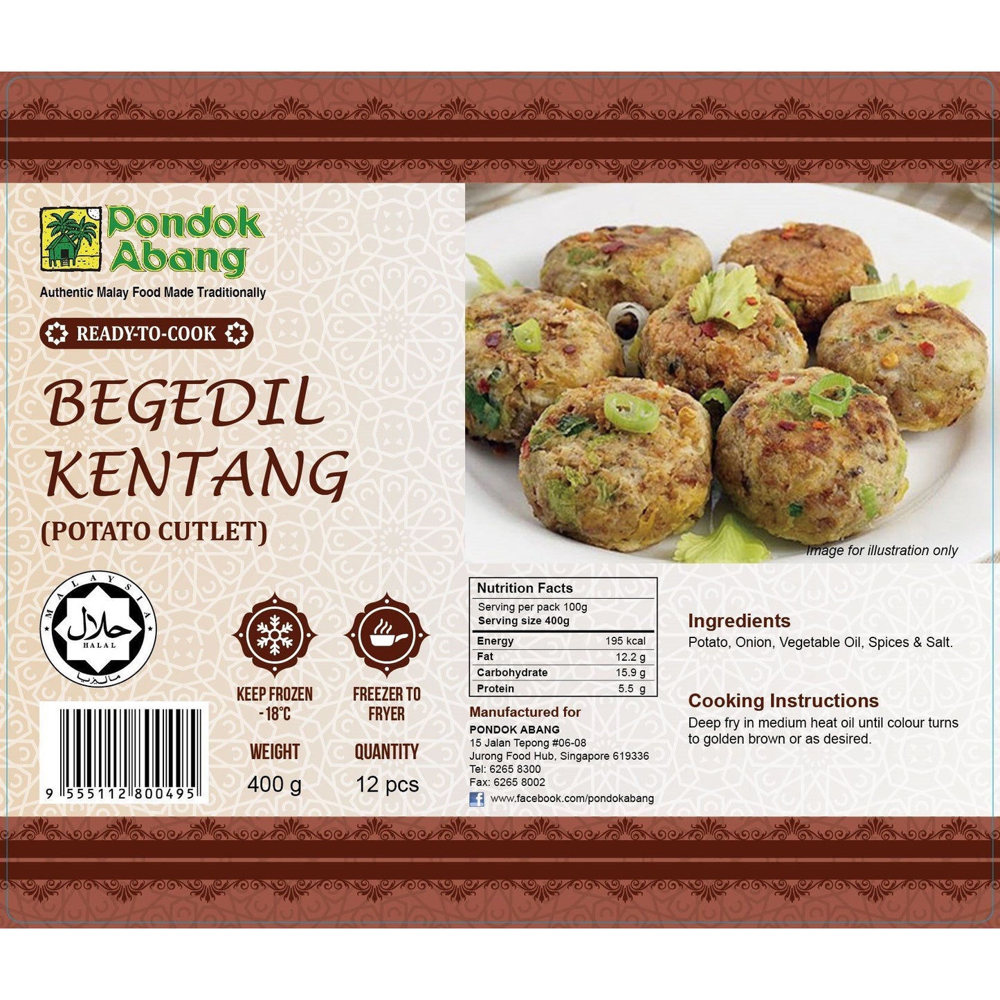 Pondok Abang - Potato Cutlet (Bagedil Kentang) / 12pcs*