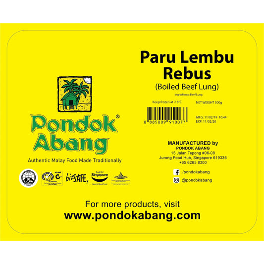 Pondok Abang - Boiled Beef Lung (Paru Rebus) / 500g