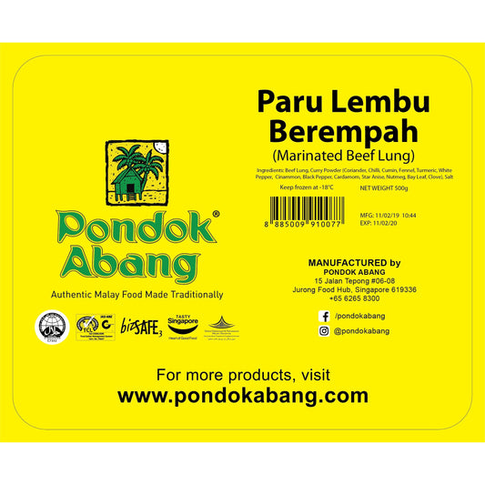 Pondok Abang - Marinated Beef Lung (Paru Berempah) / 500g